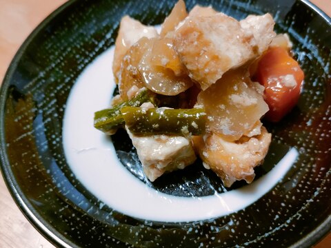 焼き豆腐と根菜のそぼろ煮